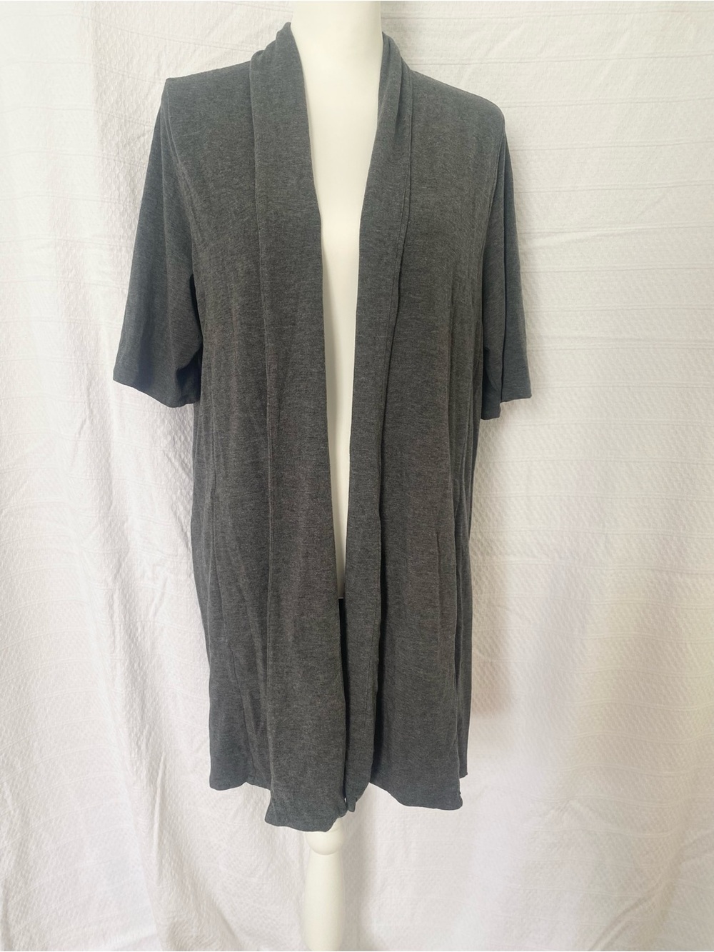 Eileen Fisher Gray Open Front Cardigan L Soft Minimalist Capsule Quiet Luxury